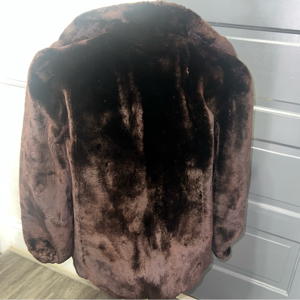 Vintage Manor-Feldman Chicago Fur Coat Brown Plush Zip-Up Jacket - Picture 10 of 13